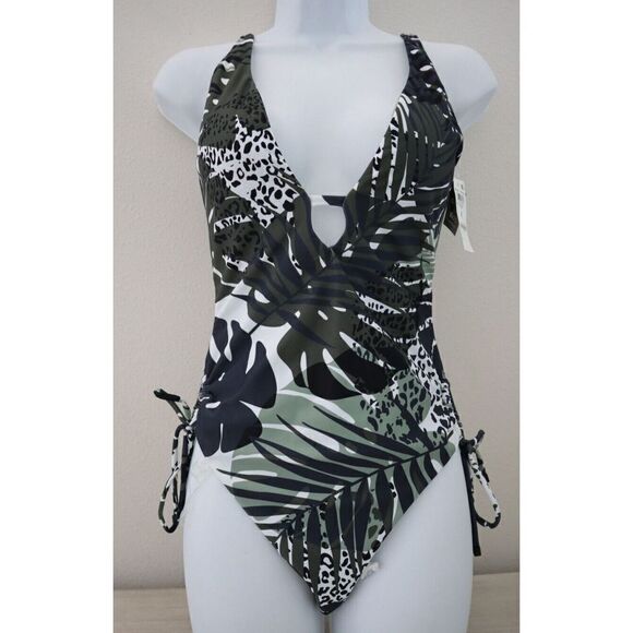 Bar III Women's Sz S Moody Tropics Printed Side-Tie One Piece Swimsuit $88 - Picture 1 of 11